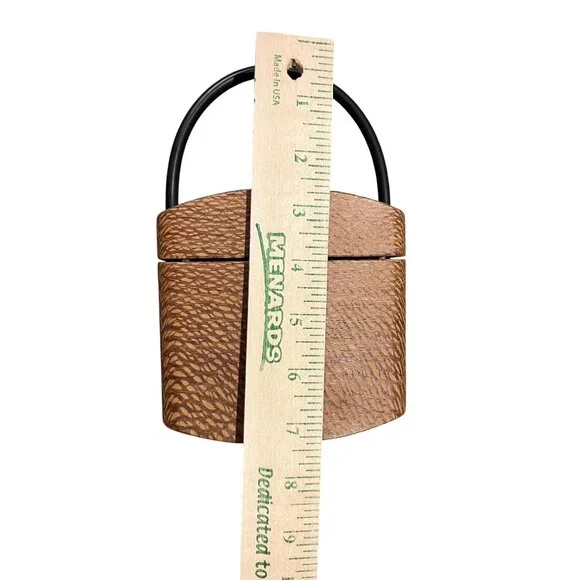 Handmade Wooden Purse Small Box Bag Rubber Handle Artisan Unique Used - Picture 10 of 16